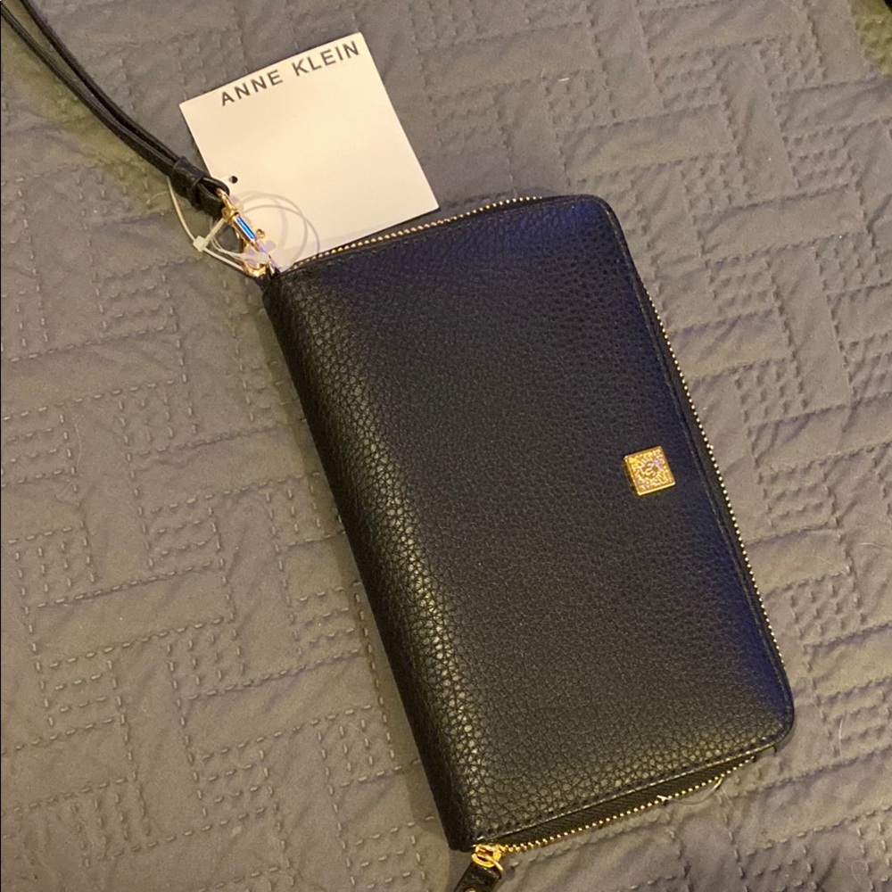 Anne Klein Black Wallet with Gold Accents